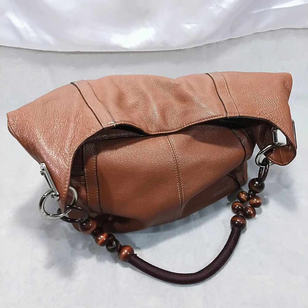 Tiganello Leather Hobo Bag With Beaded Ebellished Strap